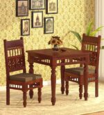 Handicraft Solid Sheesham Wood Dining Table 2 Seater | Wooden Two Seater Dinning Table with 2 Chairs for Home | Chairs with Cushion | Dining Room Sets for Restaurants | Rosewood - Image 12