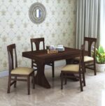 Sheesham Wood  Dining Table with Cushioned Chairs for Living Room Wooden Dining Room Set for Home (Walnut Finish) - Image 6