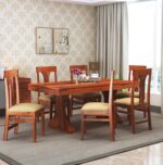Sheesham Wood  Dining Table with Cushioned Chairs for Living Room Wooden Dining Room Set for Home (Walnut Finish) - Image 12