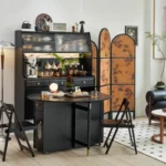 Double Drop Leaf Round Table with 4 Folding Chairs - Image 15