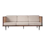 Bard 3 Seater Solid Wood & Rattan Sofa - Image 3