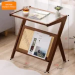 Bamboo Rattan End Table with Storage - Image 4