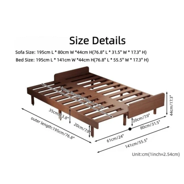 Japandi Solid Oak Wood Frame Pull-Out Day Bed - Image 6
