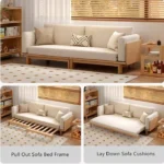 Japandi Solid Wood Sofa Bed