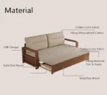 Solid Wood Pull Out Sofa Bed with Underneath Storage Drawers - Image 2