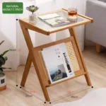 Bamboo Rattan End Table with Storage - Image 7