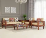 Nonii Solid Sheesham Wood Sofa Set (Honey Finish)