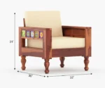 Nonii Solid Sheesham Wood Sofa Set (Honey Finish) - Image 6