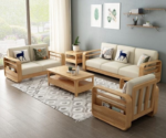 Sofa Set Wooden Sofa Design Premium Pine Wood Sofa Set For Living Room - Image 4
