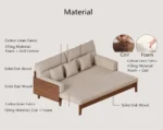 DM Solid Wood Frame Pull-Out Sofa Bed - Image 12