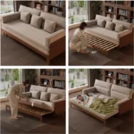 DM Solid Wood Frame Pull-Out Sofa Bed