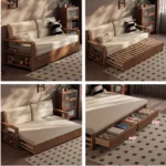 Multifunctional Retractable Sofa Bed with Wide Armrest and Storage Shelf - Image 12