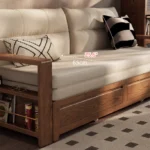 Solid Wood Pull Out Sofa Bed with Underneath Storage Drawers - Image 11