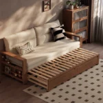 Solid Wood Pull Out Sofa Bed with Underneath Storage Drawers - Image 14