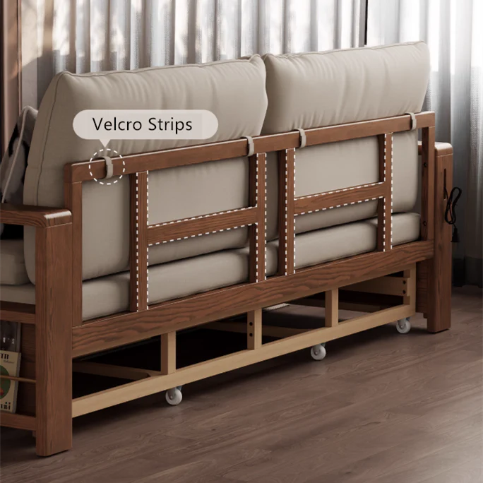 Solid Wood Pull Out Sofa Bed with Underneath Storage Drawers - Image 6