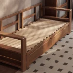 Solid Wood Pull Out Sofa Bed with Underneath Storage Drawers - Image 7