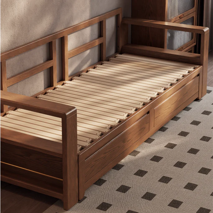 Solid Wood Pull Out Sofa Bed with Underneath Storage Drawers - Image 7