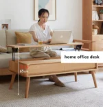 Solid Wood Lift Top Coffee Table with Drawers and Hidden Storage Compartments - Image 3