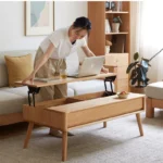 Solid Wood Lift Top Coffee Table with Drawers and Hidden Storage Compartments - Image 5