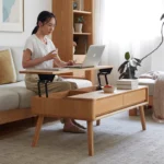 Solid Wood Lift Top Coffee Table with Drawers and Hidden Storage Compartments - Image 4