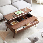 Solid Wood Lift Top Coffee Table with Drawers and Hidden Storage Compartments - Image 6