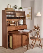 Double Drop Leaf Round Table with 4 Folding Chairs - Image 16